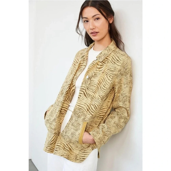 Anthropologie Jackets & Blazers - Pilcro Anthropologie Zebra Striped Shirt Jean Jacket Animal Print Shacket XS